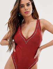 Fuller Bust Exclusive Eco Studded Cut Out Swimsuit