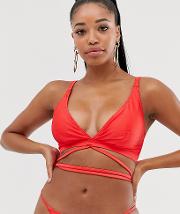 Fuller Bust Exclusive Eco Triangle Bikini Top With String Wrap