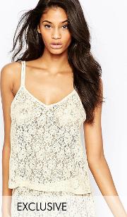 lace open back cami top