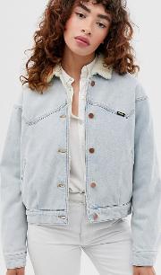 Borg Lined Denim Jacket With Seam Detail