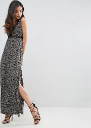 see you at dawn daisy printed maxi dress with lace inserts