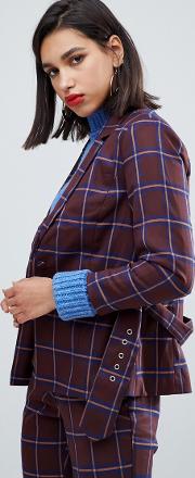 Belted Check Blazer Co Ord