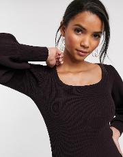 Square Neck Jumper With Volume Sleeve