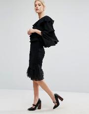 knitted skirt with organza hem