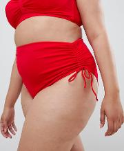 Highwaisted Bikini Bottom With Side Ruched Detail