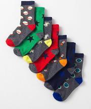 7 Pack Sock Box Space/glow In The Dark Boys