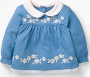 Embroidered Smock Top Blue