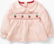 Embroidered Smock Top Pink