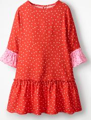 Frill Sleeve Printed Dress Red Girls