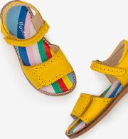 Leather Padded Sandals Yellow Girls