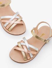 Leather Strappy Sandals Gold Girls