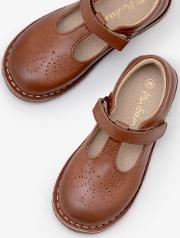 Leather T Bar Flats Brown Girls