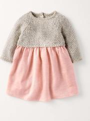 Pretty Knitted Dress Grey Marl/vintage Pink Baby