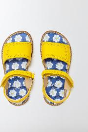 Leather Velcro Sandals Yellow Girls Boden 