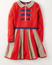 Sparkly Knitted Skater Dress Red/ Gold Girls Boden 