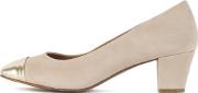 Beigegold Suede Court Shoes 