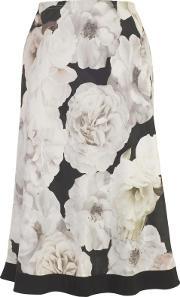 Blush Contrast Trim Rose Print Skirt