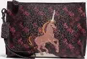 Charlie Pouch With Horse And Carriage Print And Unicorn