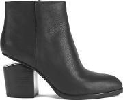 Women's Gabi Leather Heeled Ankle Boots Blackrhodium Uk 6