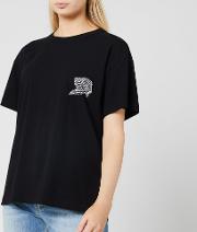 Women's High Twist Jersey Short Sleeve T-shirt With Warped Logo Print