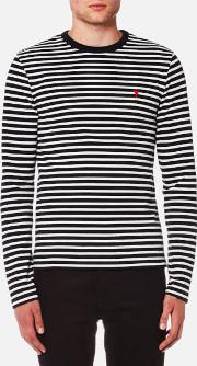 Men's Stripe Heart Logo Long Sleeve T Shirt 
