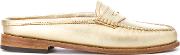 Women's Penny Slide Leather Loafers Gold Textured
