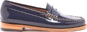 Women's Penny Wheel Patent Leather Loafers Deep Navy