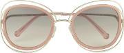 Women's Metal Edged Cat Eye Sunglasses Goldtransparent Peach