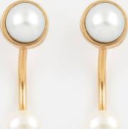 Women's Pearled Half Hoop Earrings Small 