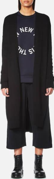 Women's Extra Long Sleeve Shawl Cardigan With Step Hem And Back Belt Black