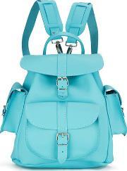 Sky Medium Leather Rucksack Sky Blue