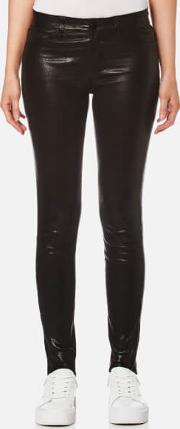 Women's Skinny Mid Rise Leather Leggings Noir W26l32 Black