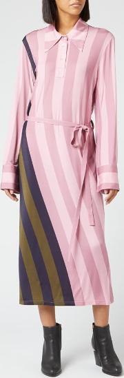 Women's Warped Stripe Print Polo Dress