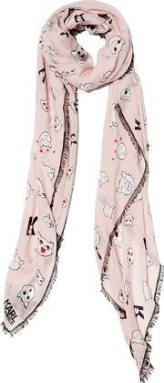 Women's Cat Face Scarf Powder Pink