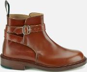  women's leather buckle detail ankle boots marron 