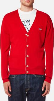 Men's Virgin Wool Classic Cardigan Red S Red