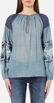 Women's Sheer Cotton Tunic Top With Special Embroideries 