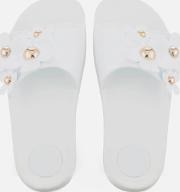 Women's Daisy Aqua Slide Sandals White