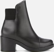 Women's Elastic Heeled Ankle Boots Black