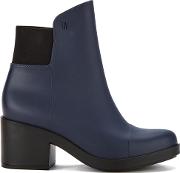 Women's Elastic Heeled Ankle Boots Blue