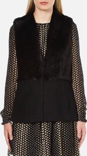Women's Fitted Faux Fur Vest Black