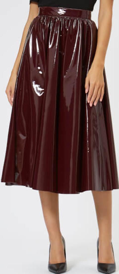 burgundy pvc skirt