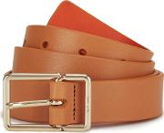 Women's Leather Contrast Belt Orange