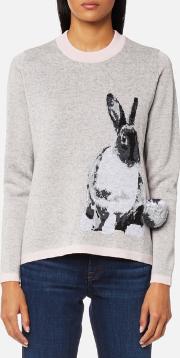  women's lucky rabbit knitted jumper grey m grey 
