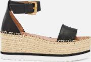 See By Chloe Women's Glyn Leather Espadrille Mid Wedge Sandals