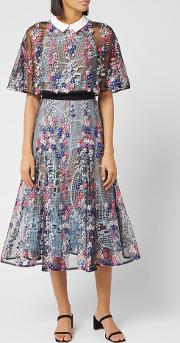 Women's Floral Vine Collared Midi Dress