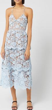 Women's Flower Lace Midi Tiered Dress