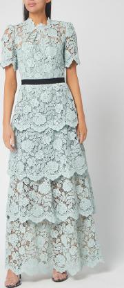 Women's Flower Lace Tiered Maxi Dress