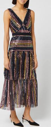 Women's Stripe Sequin Midi Dress