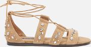 Women's Felicia Suede Lace Up Sandals Toffee Uk 6 Tan